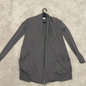 Wilfred Silk Cashmere Open Cardigan in Dark Grey,  Size XXS